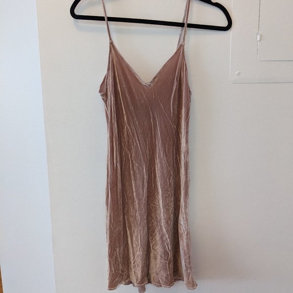Reformation Muted Pink Velvet V-Neck Mini Tank Dress - Picture 4 of 5